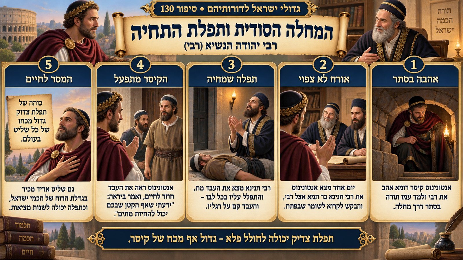 תמונת סיכום — רבי יהודה הנשיא (רבי): המחלה הסודית ותפלת התחיה